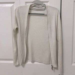cute white sweater zip up jacket